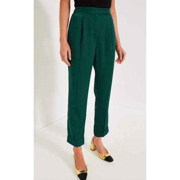 TUCKERNUCK Dark Green Pleated Duncan Trouser NWT Size 6 - Picture 1 of 6